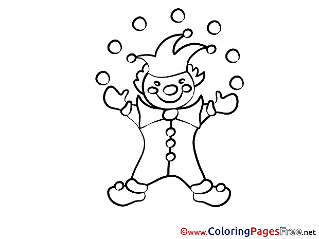Clown Kids free Party Coloring Page