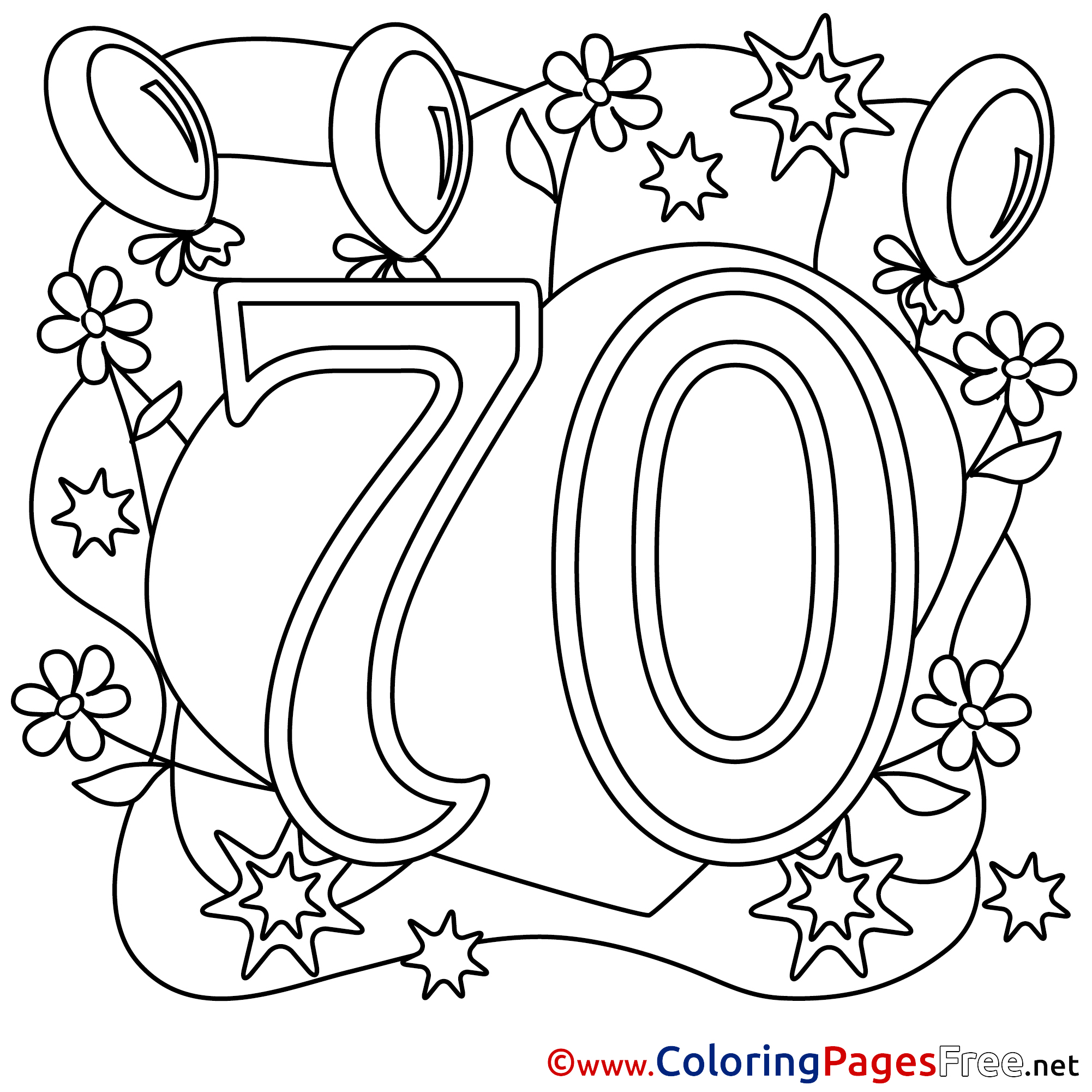  Free Printable Happy 70th Birthday Coloring Pages 