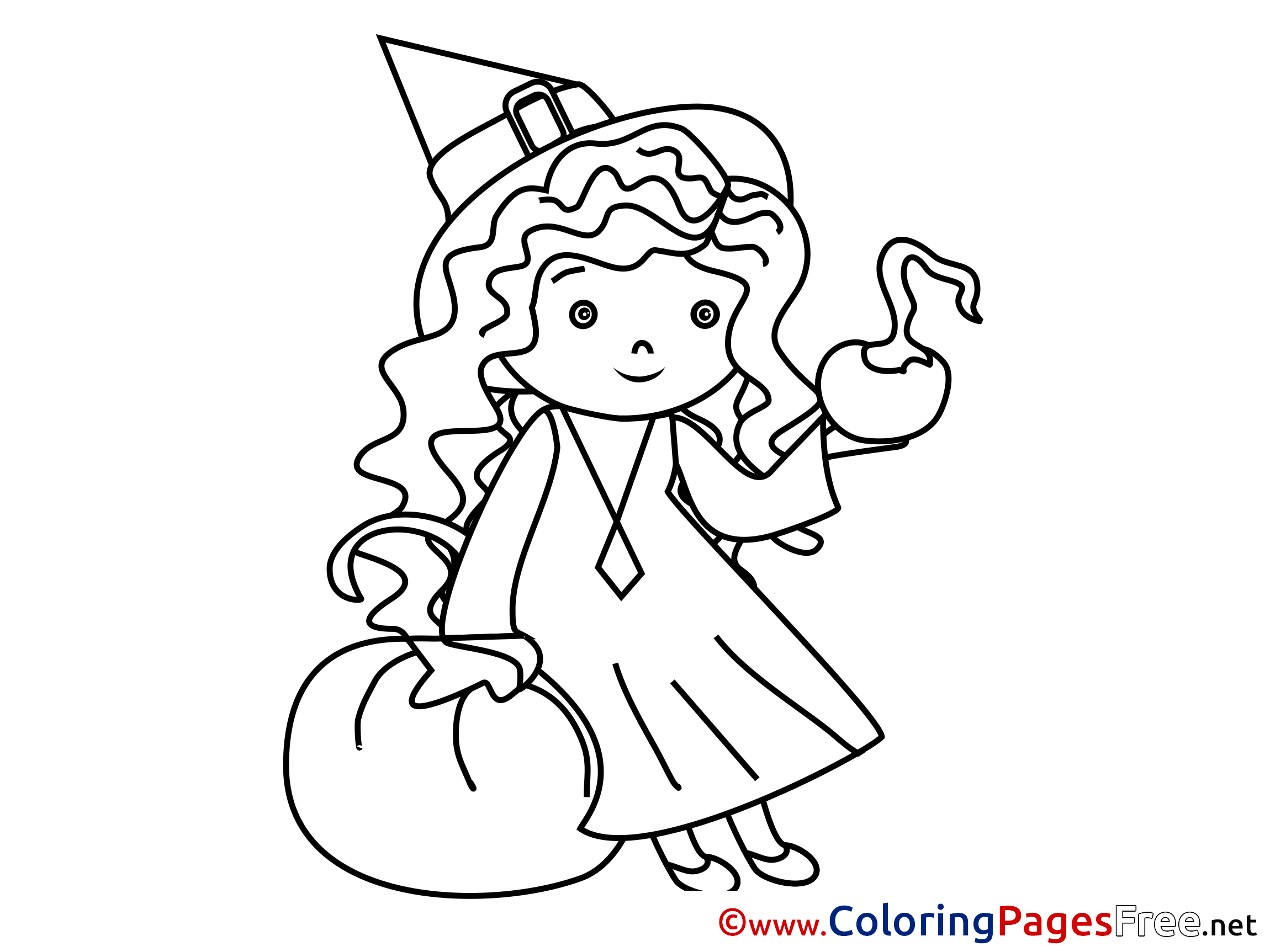 Little Witch free Halloween Coloring Sheets