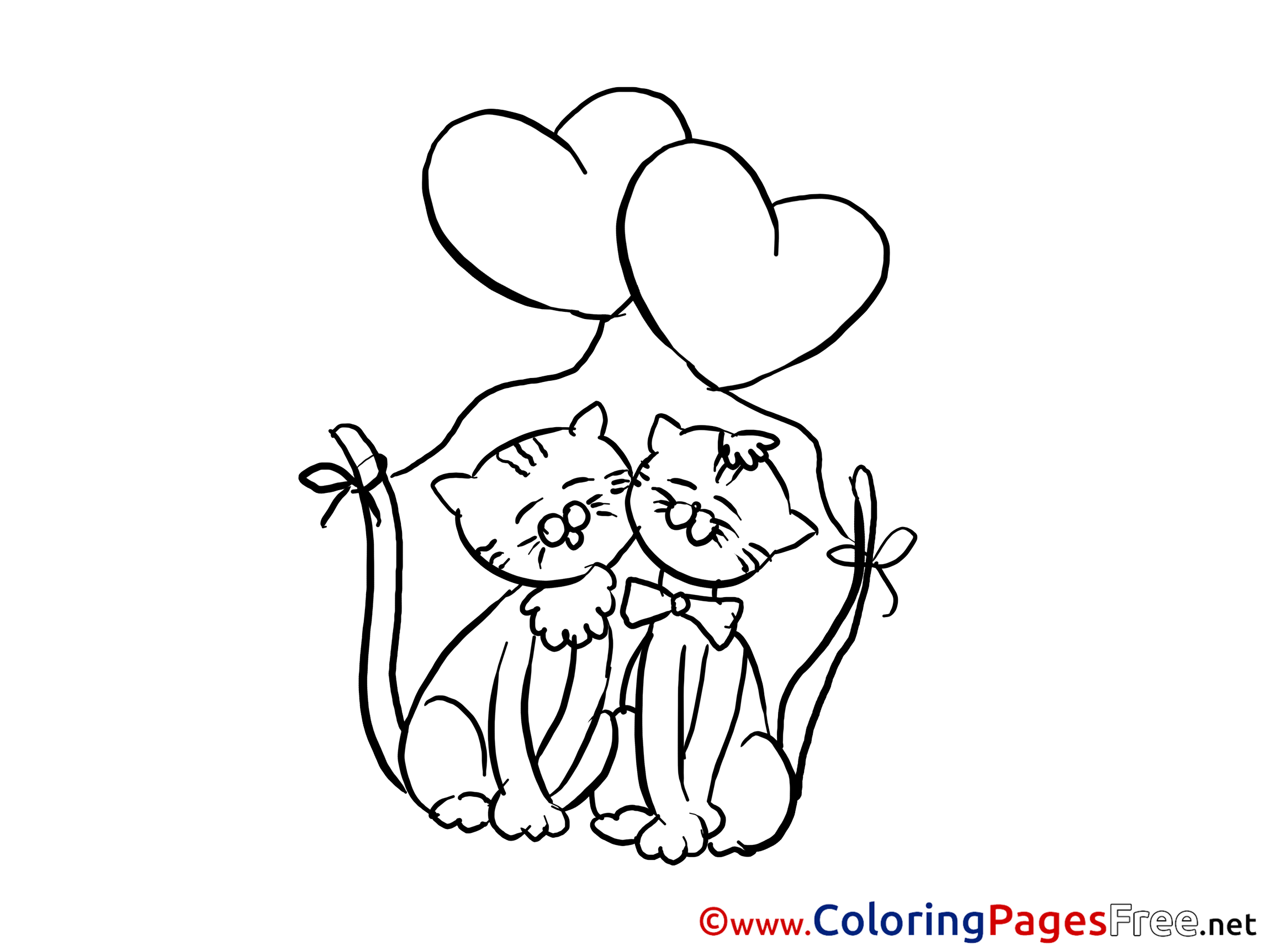Download Cats Love printable Coloring Pages Valentine's Day
