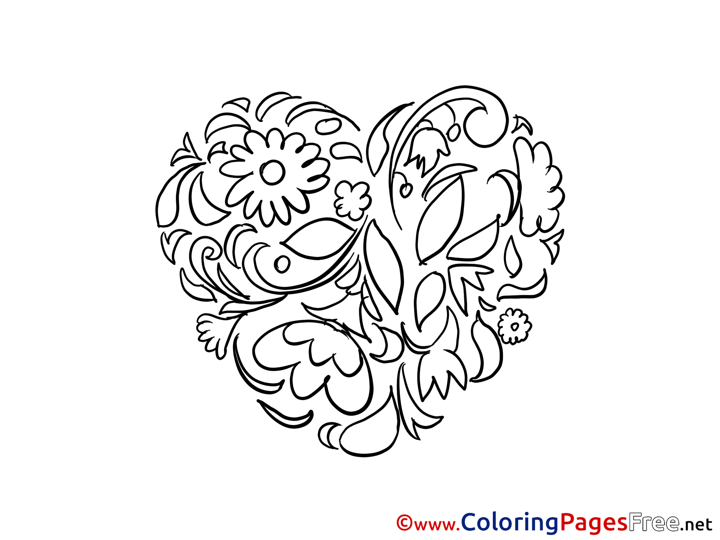 Hearts And Flowers Coloring Pages Printable