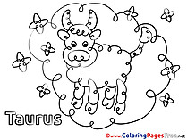 Taurus Happy Birthday free Coloring Pages