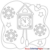 Clock Colouring Page Christmas free